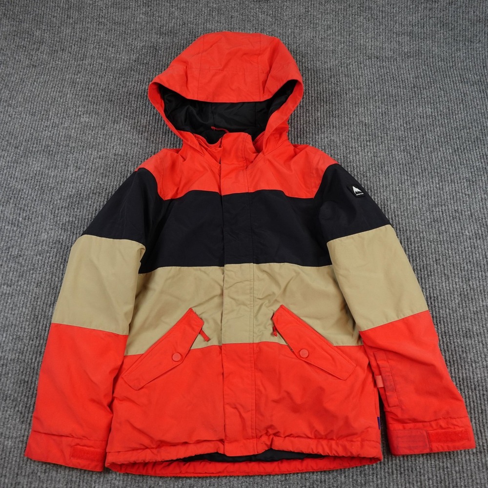 Burton Symbol Jacket Kids 12 Red Colorblock Hooded Insulated Ski Snow Winter
